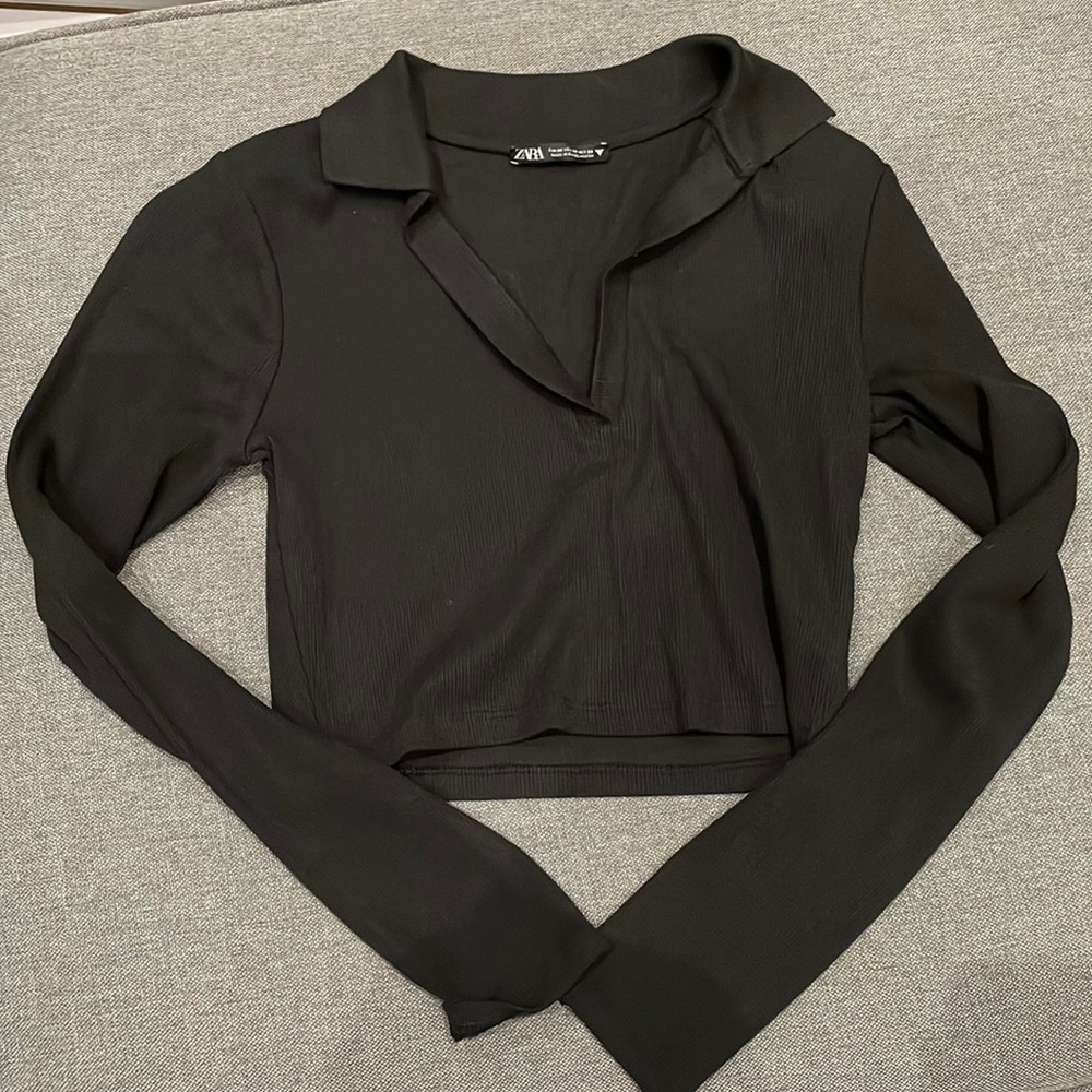 ZARA black collared long sleeve size M